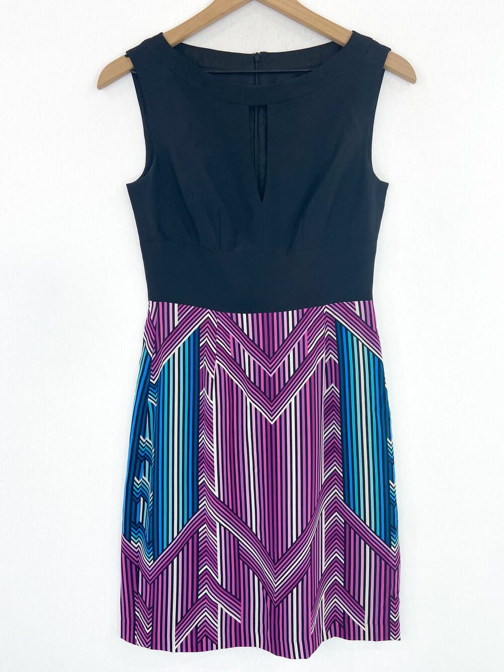 Trina Turk size 0 Women's Purple Silk Sleeveless Sheath Cocktail Coda Dress 0